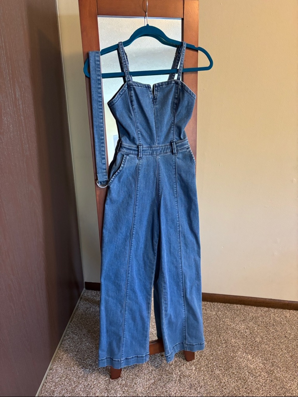 Hollister Wide Leg Denim Jumpsuit Size XS